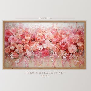 Neutral Pink Floral Painting, Vintage Flowers Frame TV Art, Summer Tv Art, Easter Screensaver, Spring Decor, Valentines Day Art