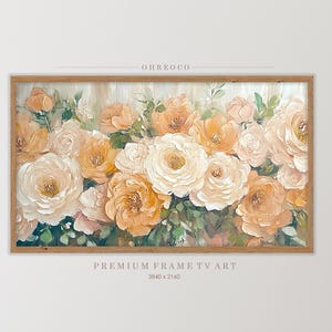 Vintage Peony Flower Frame TV Art, Abstract Frame TV Art, Spring Painting, Easter Botanical Flowers Frame TV Art, Botanical Home Decor