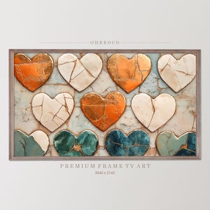 Valentine&#39;s Day Frame TV Art for Samsung Frame TV, Samsung Frame TV Art Marble Hearts Valentine Art for Tv, Valentines Day Decor Love Art