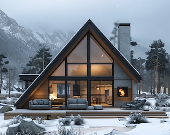 A-Frame House Design Inspiration: Exterior View Image & Animation (Digital Download)