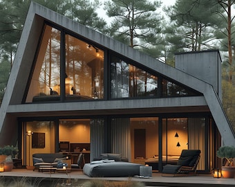 A-Frame House Design Inspiration: Exterior View Image & Animation (Digital Download)