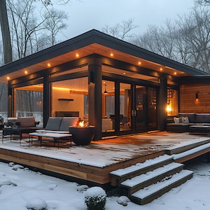 Moderne Hüttendesign-Inspiration: Außenansicht Bild & Animation (Digitaler Download)