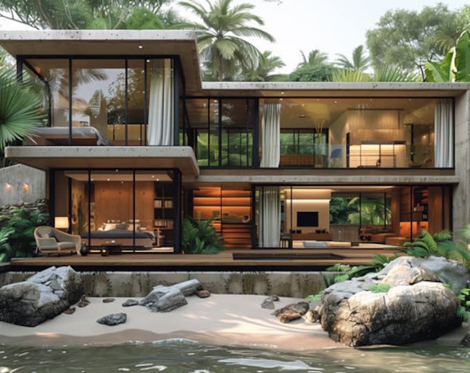 254. Home design inspiration(**No plan**)1 front view image (JPG) and 1 front view animation (MP4) Download for more design inspiration.