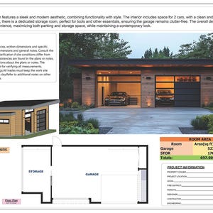 Modern 2-car Garage Plan With Storage (PDF, SKP, MP4, JPG) - Etsy