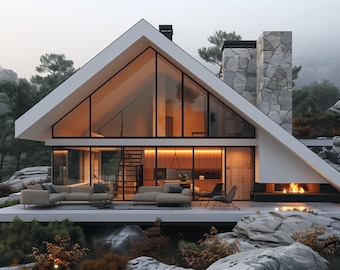 A-Frame House Design Inspiration: Exterior View Image & Animation (Digital Download)