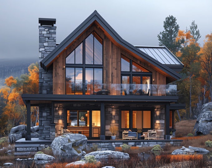 96. Home design inspiration(**No plan**)1 front view image (JPG) and 1 front view animation (MP4) Download for more design inspiration.