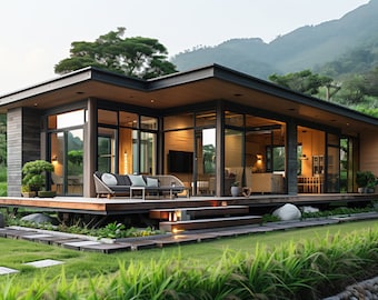 Modern Cabin Design Inspiration: Exterior View Image & Animation (Digital Download)