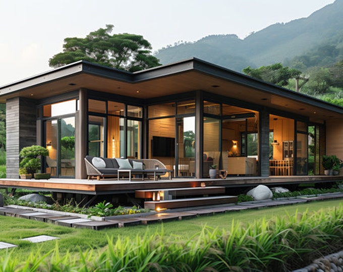 224. Home design inspiration(**No plan**)1 front view image (JPG) and 1 front view animation (MP4) Download for more design inspiration.