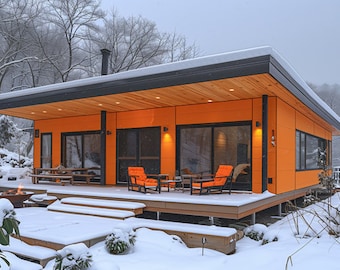 Modern Cabin Exterior Design: 4K Video & Image (No Plan) (Digital Download)