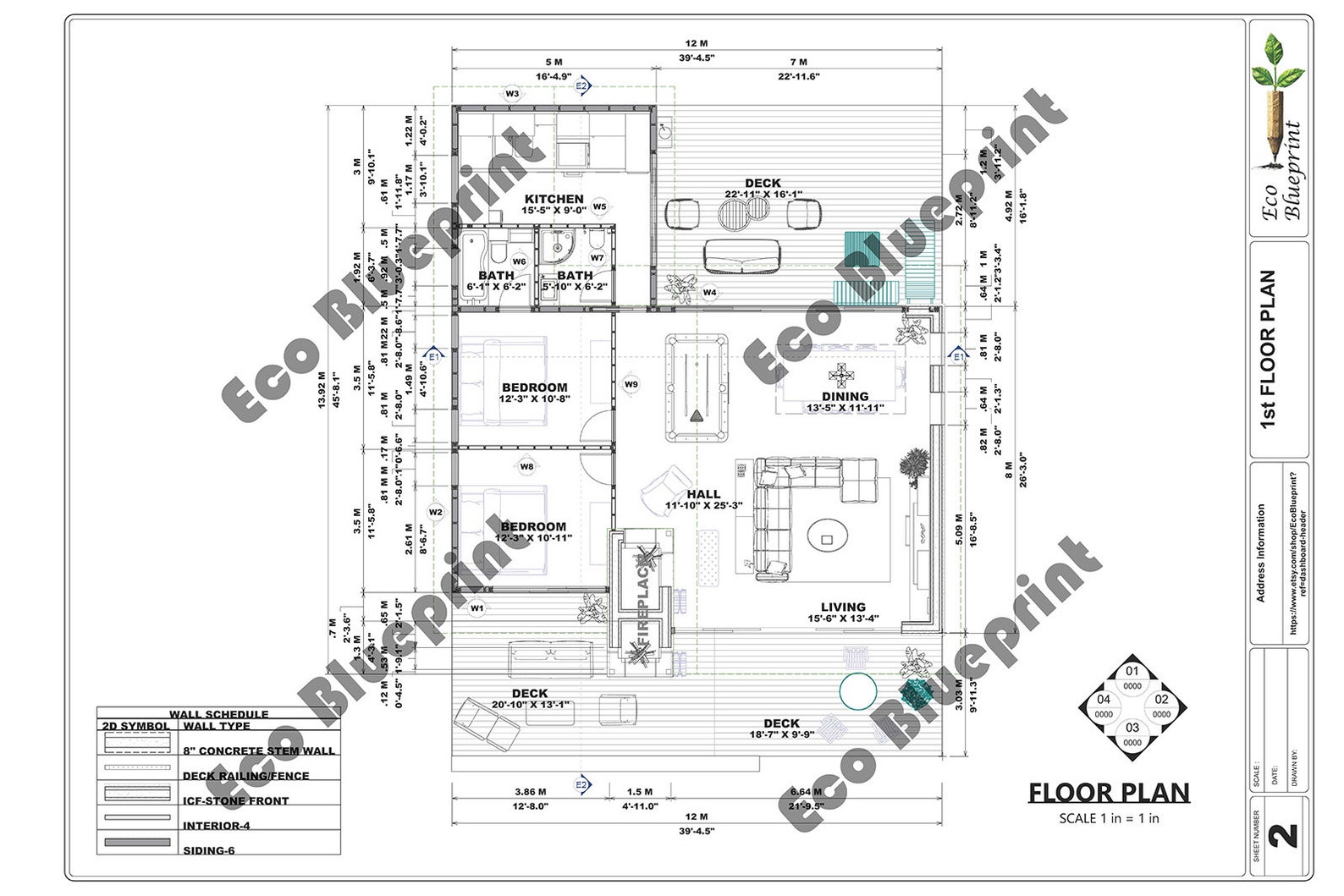 Modern Cabin House Plans: 2 Bed, 2 Bath (PDF Plan P.151) - Etsy