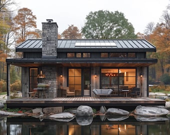 Modern Cabin Design Inspiration: Exterior View Image & Animation (Digital Download)