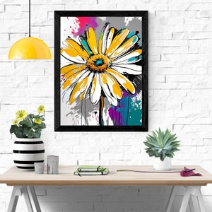 Abstract Daisy Flower Wall Art Print Colorful Digital Instant Download
