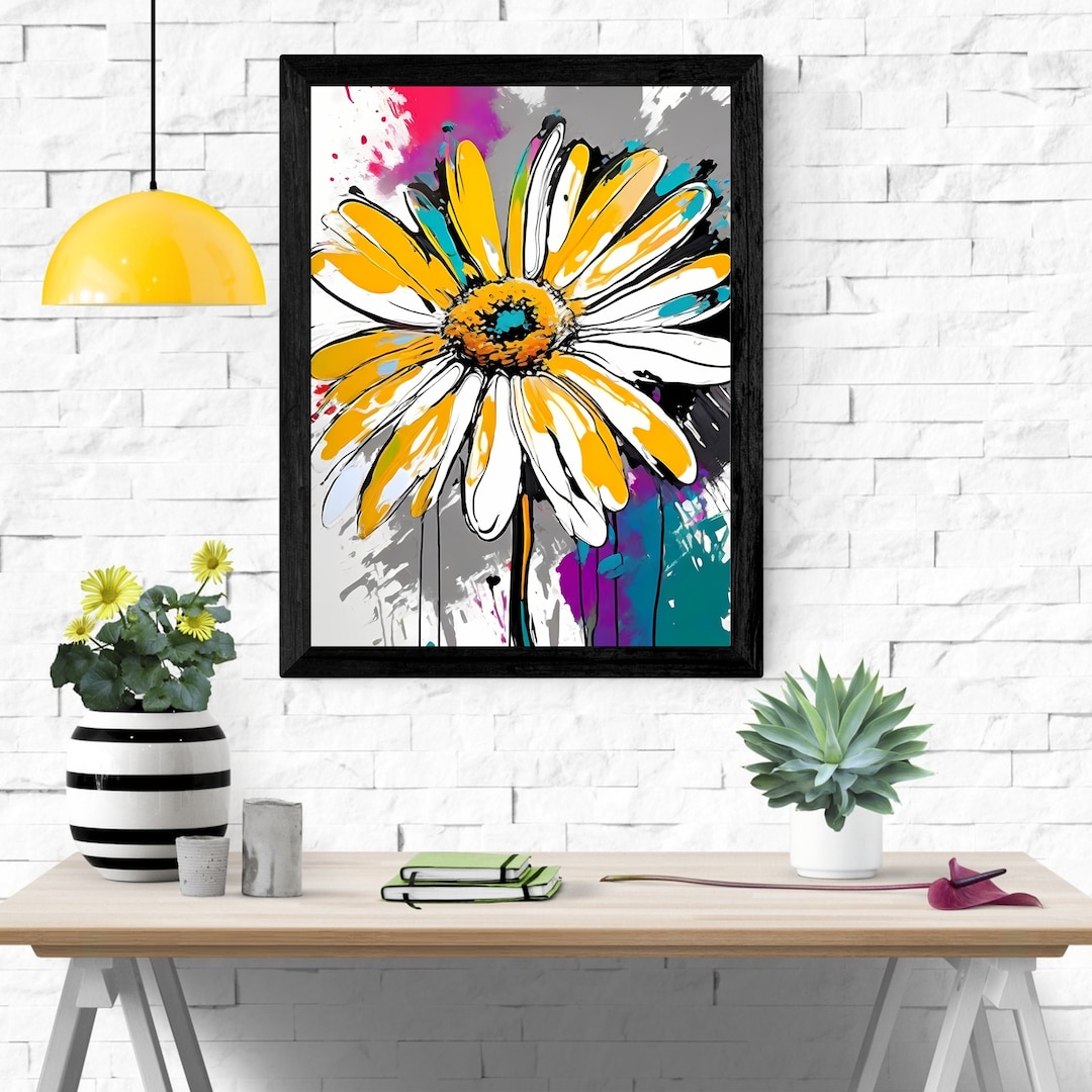 Abstract Daisy Flower Wall Art Print Colorful Digital Instant Download ...
