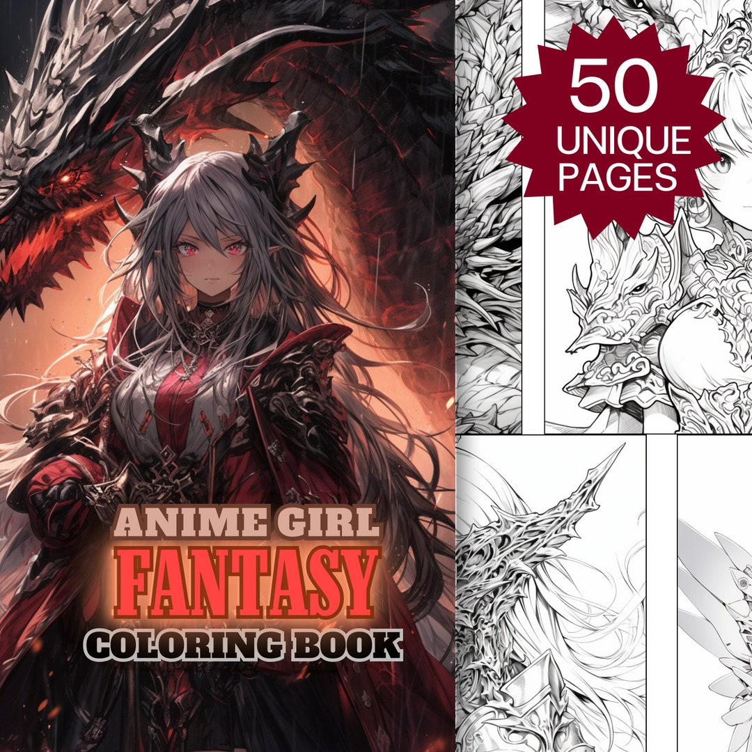 Fantasy Anime Girl Coloring Pages for Adult & Kids, 50 Unique Manga ...