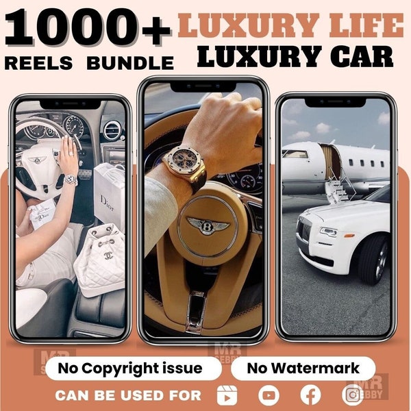 1000+ virale luxe rijke levensstijl, auto's - TikTok, Instagram, YouTube Shorts - Instant Download motiverende rollenbundel