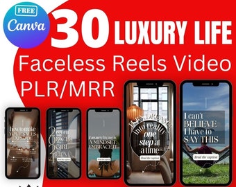 30 MRR PLR Luxury Life Faceless Reels For Instagram Templates Digital Marketing | Done For You with Master Resell Rights Animated Text