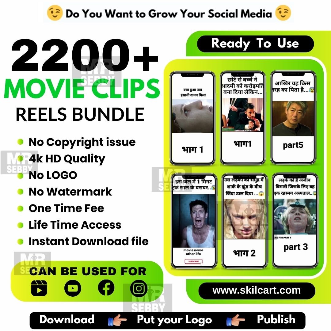 Get 2200 Movie Clips Reels Bundle Download Copyright Free Instagram