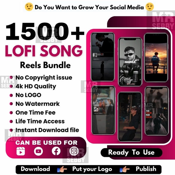 1500 Lofi Songs Reels Bundle Tiktok Video, YouTube Short, IG, Viral Video Success Business Inspiration Reels Bundle