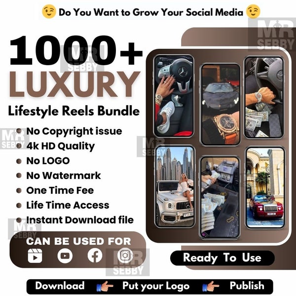 Buy 1000 Luxury Lifestyle Reels Bundle Tiktok Video, YouTube Short, IG ,Viral Video Success Business Inspiration Reels bundle