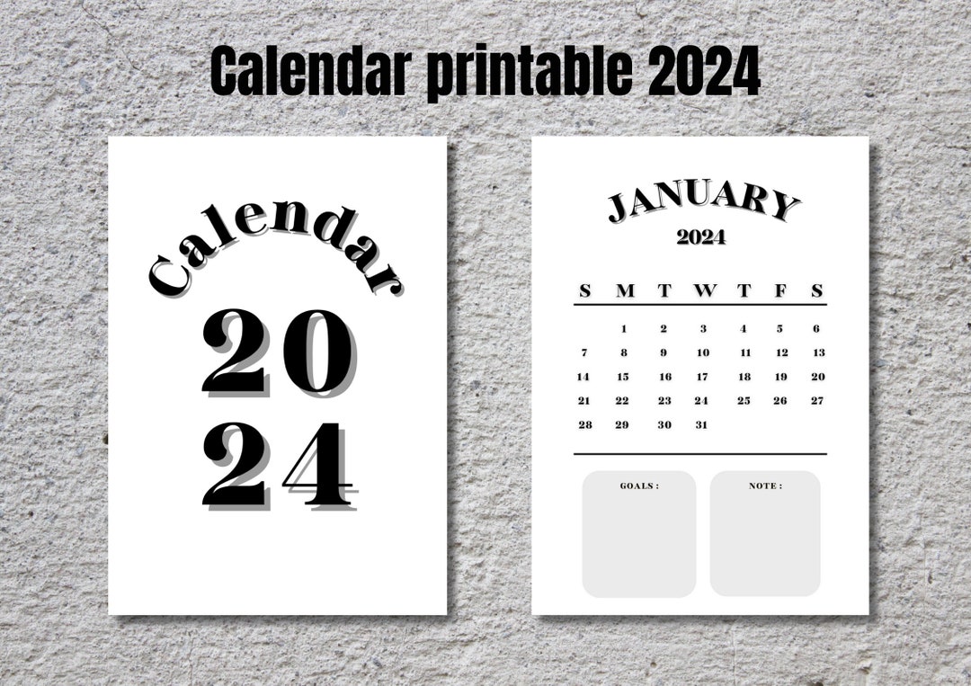 Printable Calendar 2024 Etsy