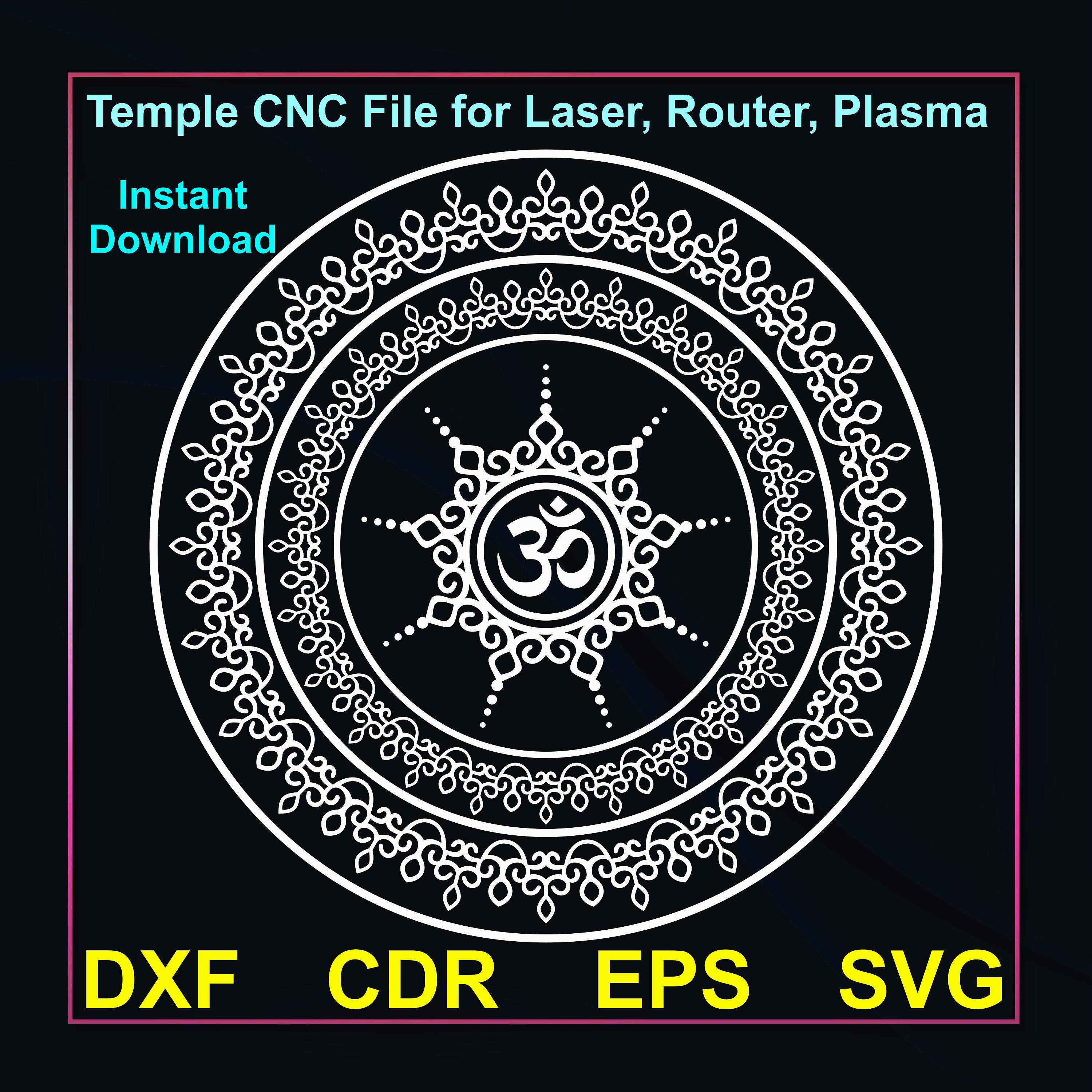 Temple Back Panel CNC File, Wall Hanging, Partitions, Stencil, Laser, CNC, Plasma, Cricut Vinyl File Cdr, Svg, Eps, Dxf, Temple CNC File