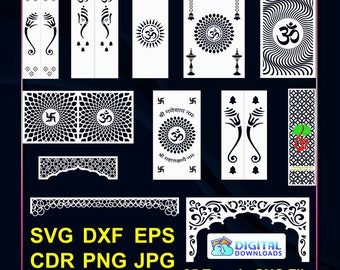 25 Temple CNC File, Wall Hanging, Partitions, Screen, Stencil, Laser, CNC, Plasma, Cricut Vinyl File Cdr, Svg, Eps, Dxf, JPG