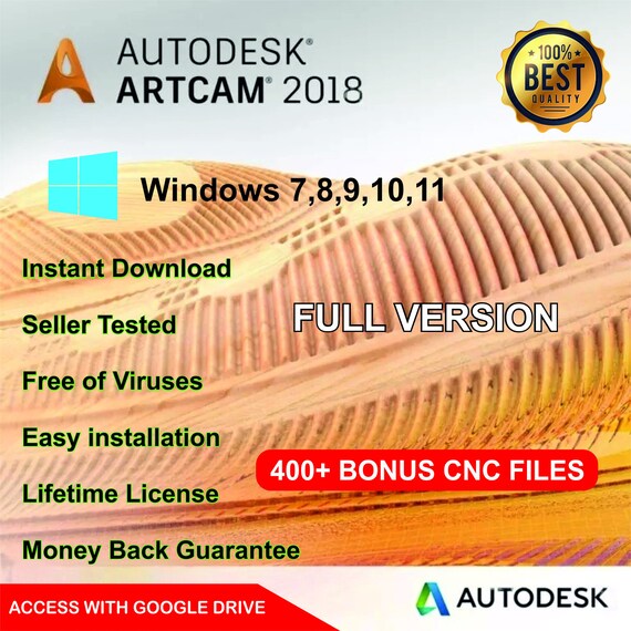 Autodesk Artcam PRO 2018 & Artcam Pro 2008 Combo, 400 Bonus CNC.