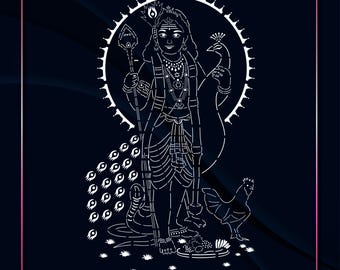 Lord Murugan CNC File, Wall Hanging, Partitions, Screen, Stencil, Laser, CNC, Plasma, Cricut Vinyl File Cdr, Svg, Eps, Dxf