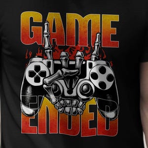 Gamer Poster, Game Over Print, Skeleton Controller Art, Retro Game Room Decor, Digital Art Print, Video Game Wall Art
