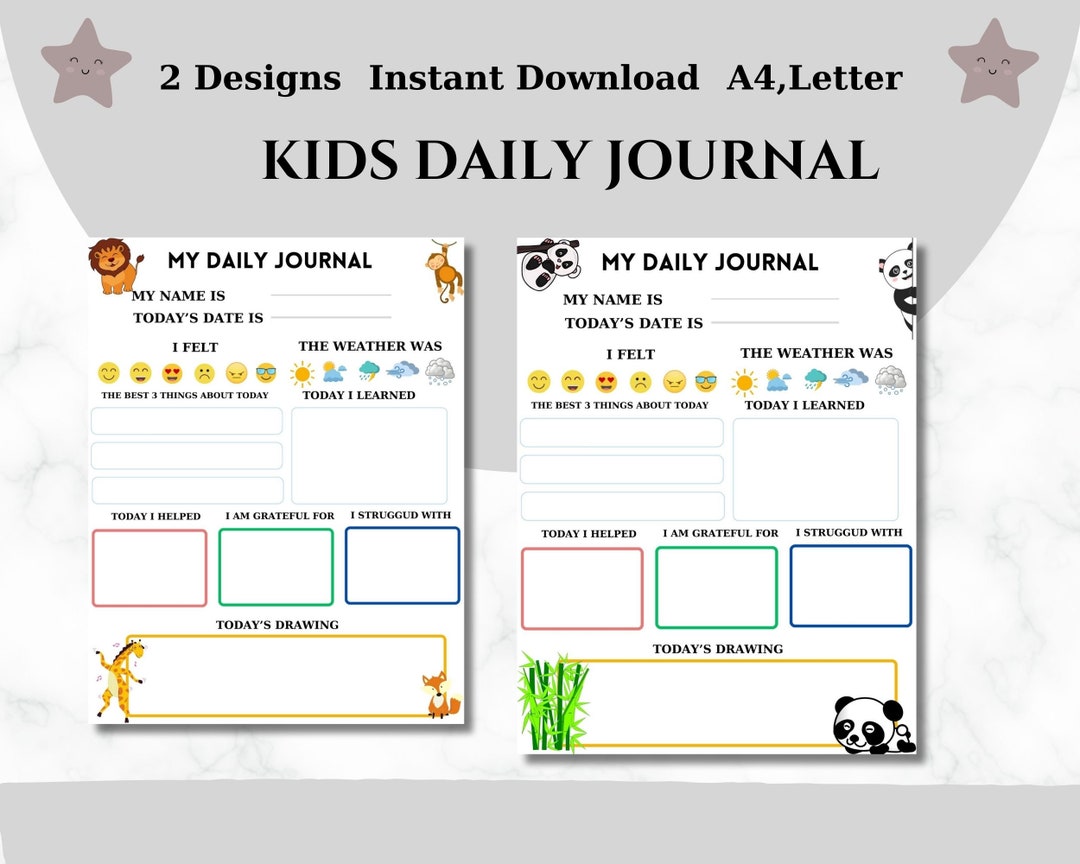 Kids Daily Journal Printable Personal Writing Notebook - Etsy