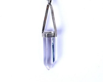 Handmade clear quartz and sterling silver pendant