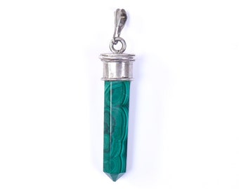 Handmade malachite and sterling silver pendant