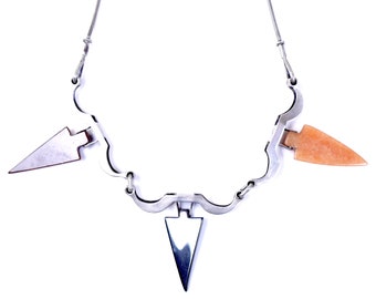 Handmade Arrowhead Trinity Necklace in Sterling Silver