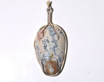 Jasper and sterling silver handmade pendant