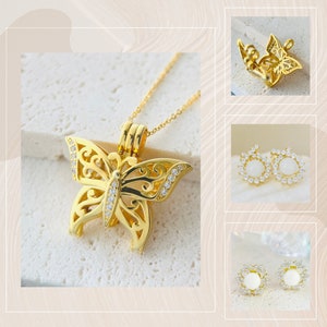 Muttermilch Schmuck Geschenk Schmetterling Käfig Halskette & Ohrringe mit Geburtsstein Kit|Geschenk für Frau|Mama|Schwester|Hochzeitstag|Jahrestag|Muttertag|Geburtstag