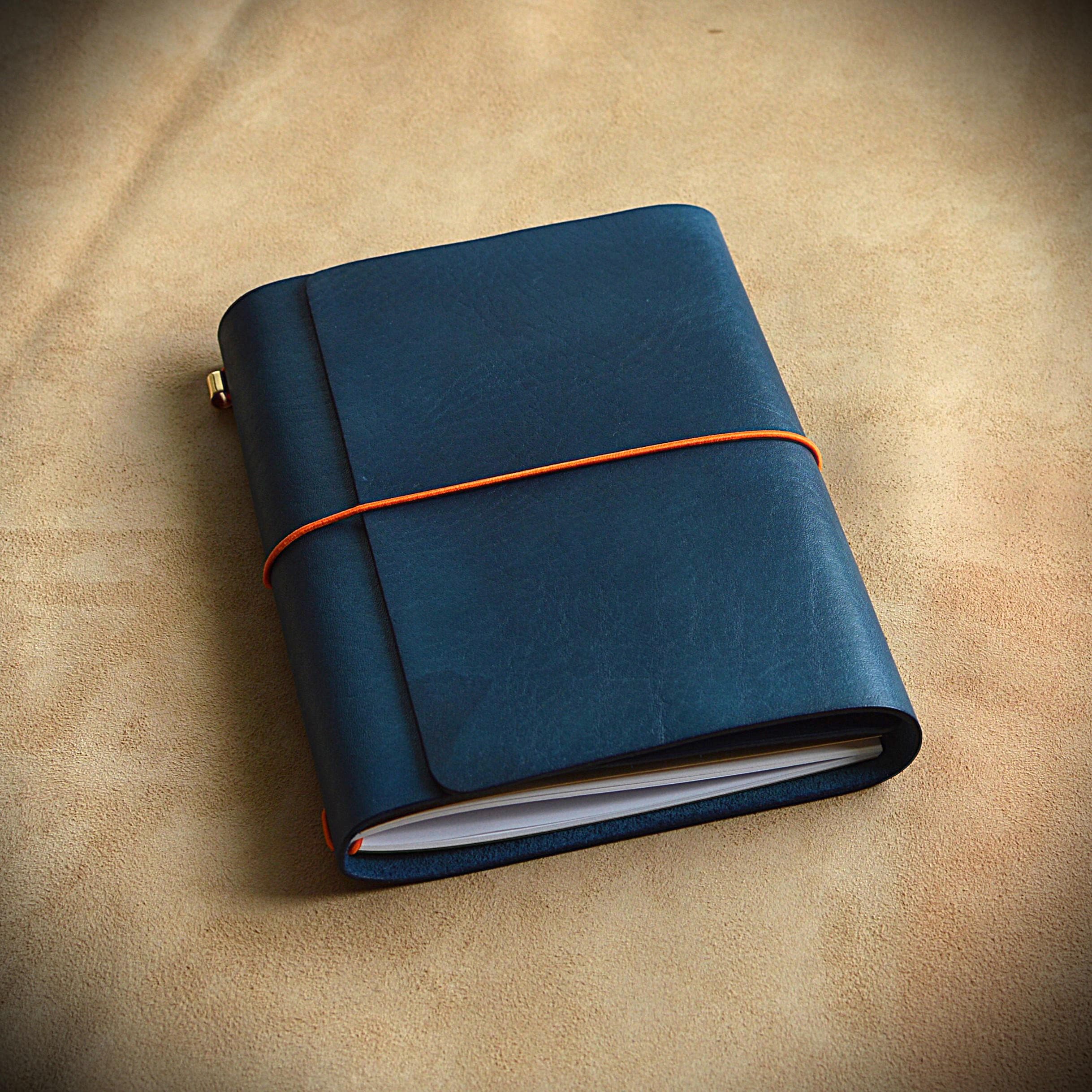 Trifold Traveler's Journal/blue Leather Cover/all Sizes of