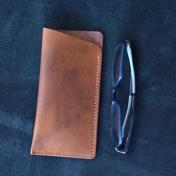 Leather Glasses Case, Free personalization, Sunglasses Case, Leather Glasses Pouch, Brown Leather,  Gift for him, Gift for her