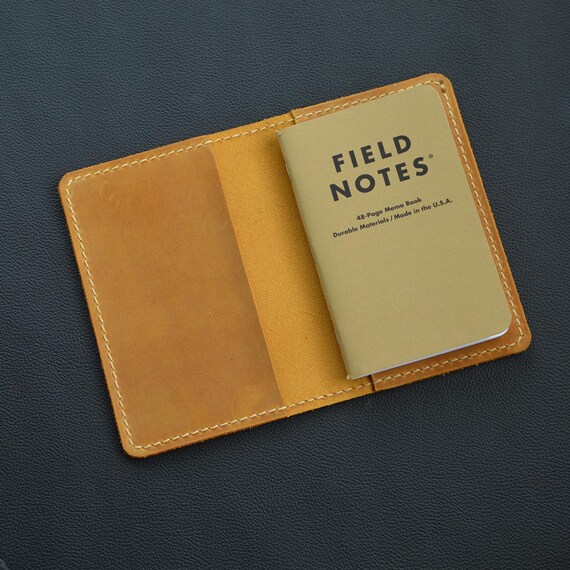 Handcrafted Crazy Horse leather Field Notes cover for 3.5" x 5.5" notebooks. Stay organized and stylish with this durable essential.
