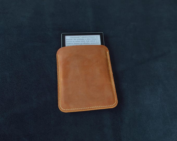 Hand Stitched Leather E-Reader Case, Crazy Horse Leather Cover, Personalized