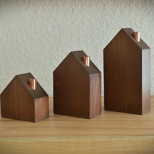 Set of 3 painted wooden houses/ Home Decor/Wooden village decoration
