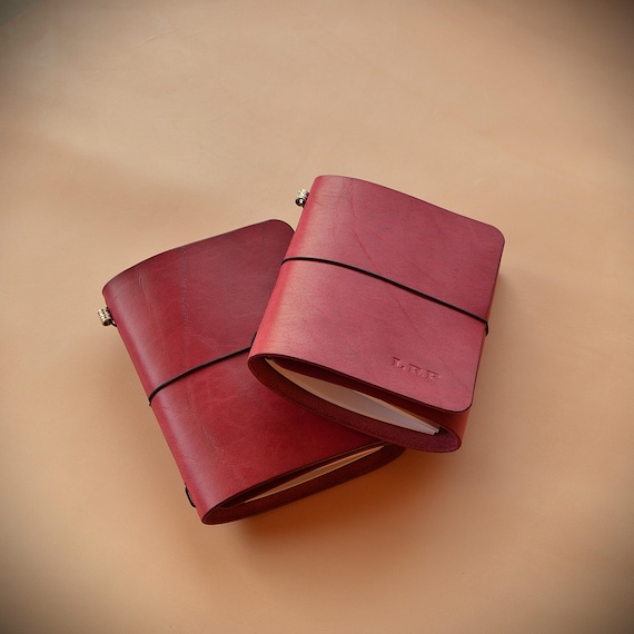 Handcrafted Leather Trifold Traveler's Journal Cover in shade burgundy/ Accommodating all refillable notebook sizes / Ideal gift