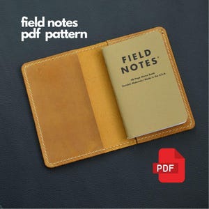 PDF pattern of field notes cover, PDF template for DIY leathercraft