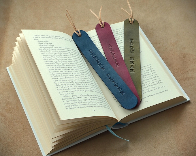 Personalized Leather Bookmark, Handmade Reading Gift