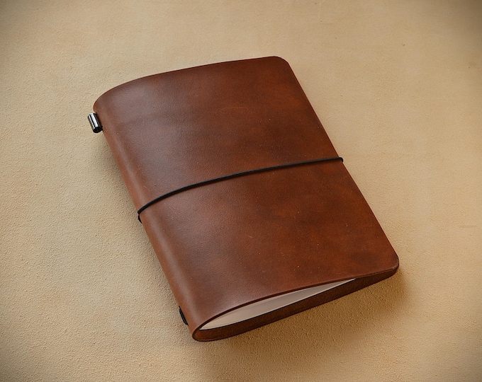 Handmade Leather Cover for Midori Style Traveler's Notebook - Personalized Notebook