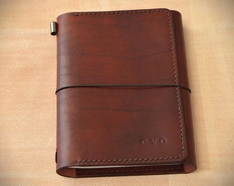 Handcrafted Leather Trifold Journal Cover with Pockets