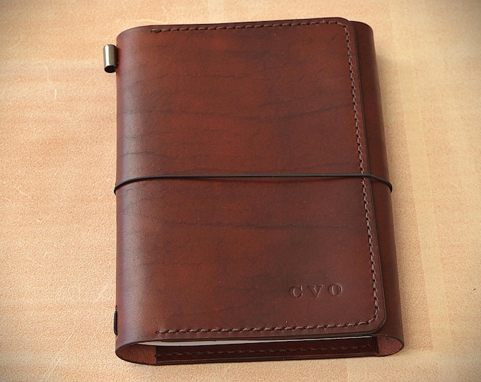 Handcrafted leather Trifold Journal cover with inside pockets/Stitched pockets/ Durable and timeless accessory