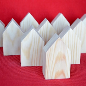 Wooden Blanks of house shape, Wooden Houses for Painting, Unfinished Shape of Wooden Houses, Wooden Blanks for DIY, Home Decor image 1