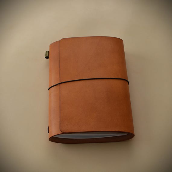 Handcrafted Leather Trifold Traveler's Journal Cover in shade cedar/ Accommodating all refillable notebook sizes / Ideal gift