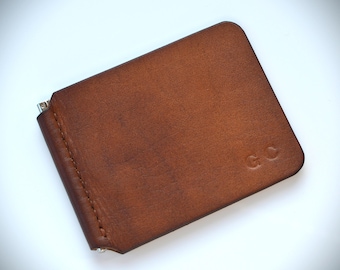 Cartera de cuero con clip para billetes, clip para billetes personalizado