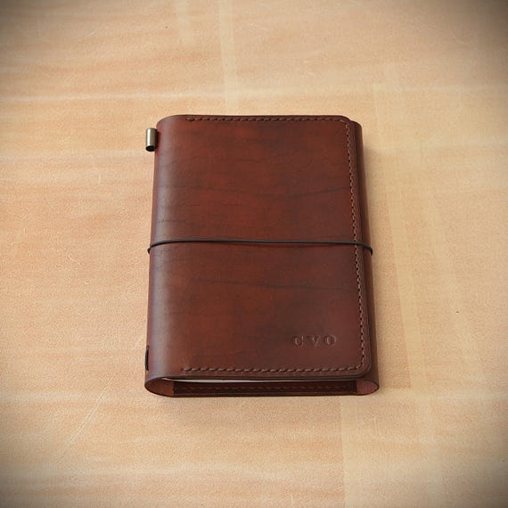 Handcrafted leather B6 Trifold Journal cover /Stitched pockets/ Durable and timeless accessory